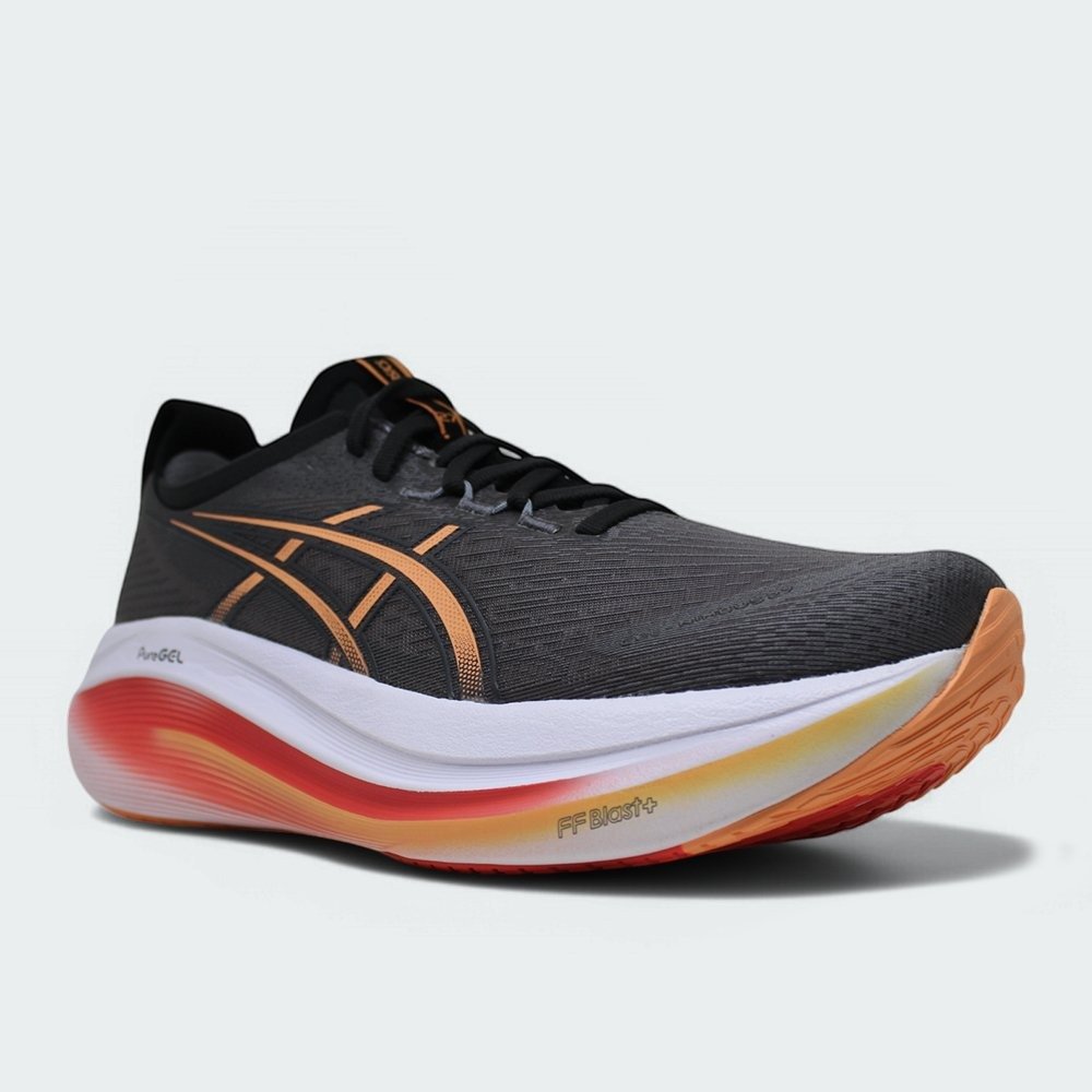 Tenis Asics Gel Nimbus 27 - masculino - cinza e laranja Preto 2