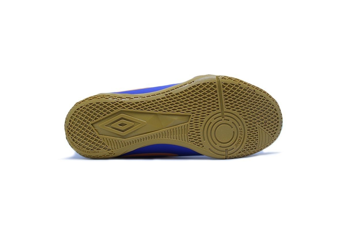 Chuteira futsal Umbro Orbit Jr infantil - unissex - azul e laranja Azul 4