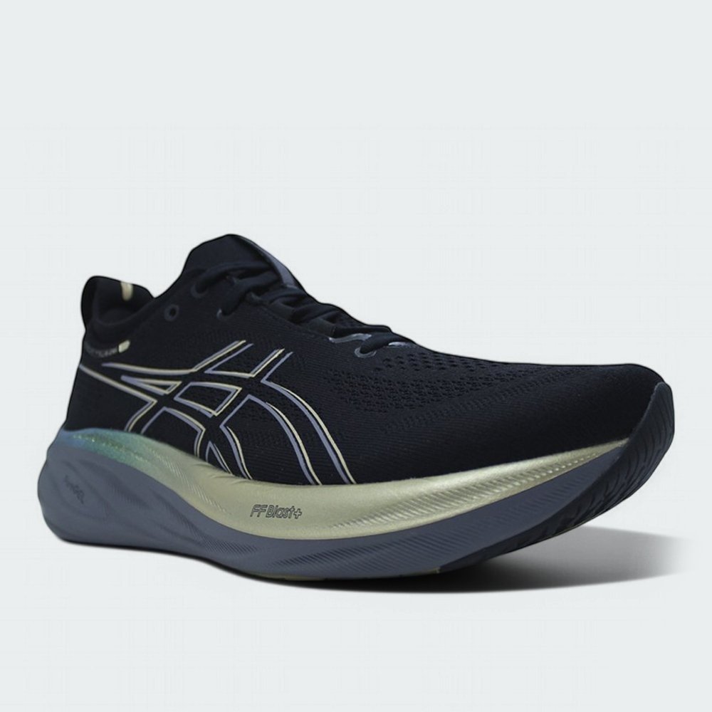 Tenis Asics Gel Nimbus 26 Platinum - masculino - preto e dourado Preto 2