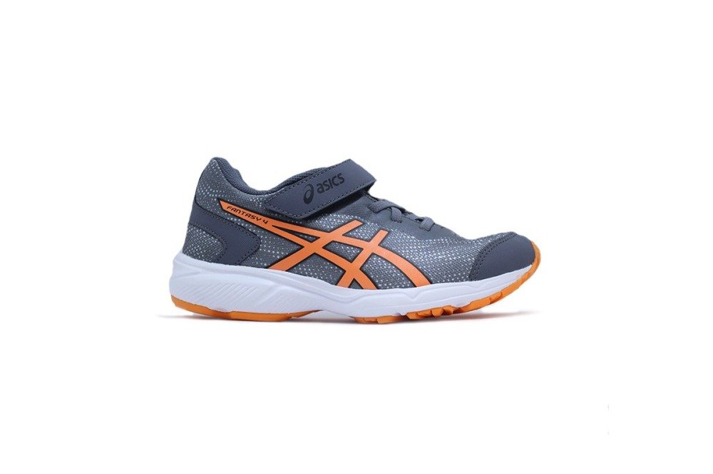Tenis Asics Fantasy 4ps infantil - masculino - cinza e laranja