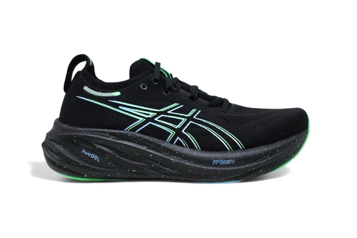 Tenis Asics Gel Nimbus 26 - masculino - preto e verde