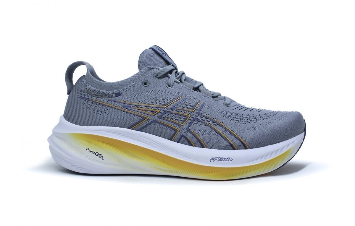 Tenis Asics Gel-Nimbus 26 Sheet Rock Thunder - masculino - cinza e laranja