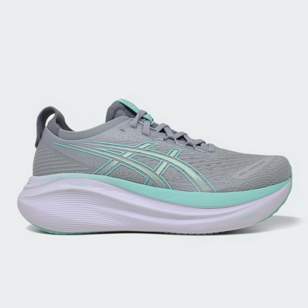 Tenis Asics Gel Nimbus 27 - feminino - cinza e verde Cinza 2
