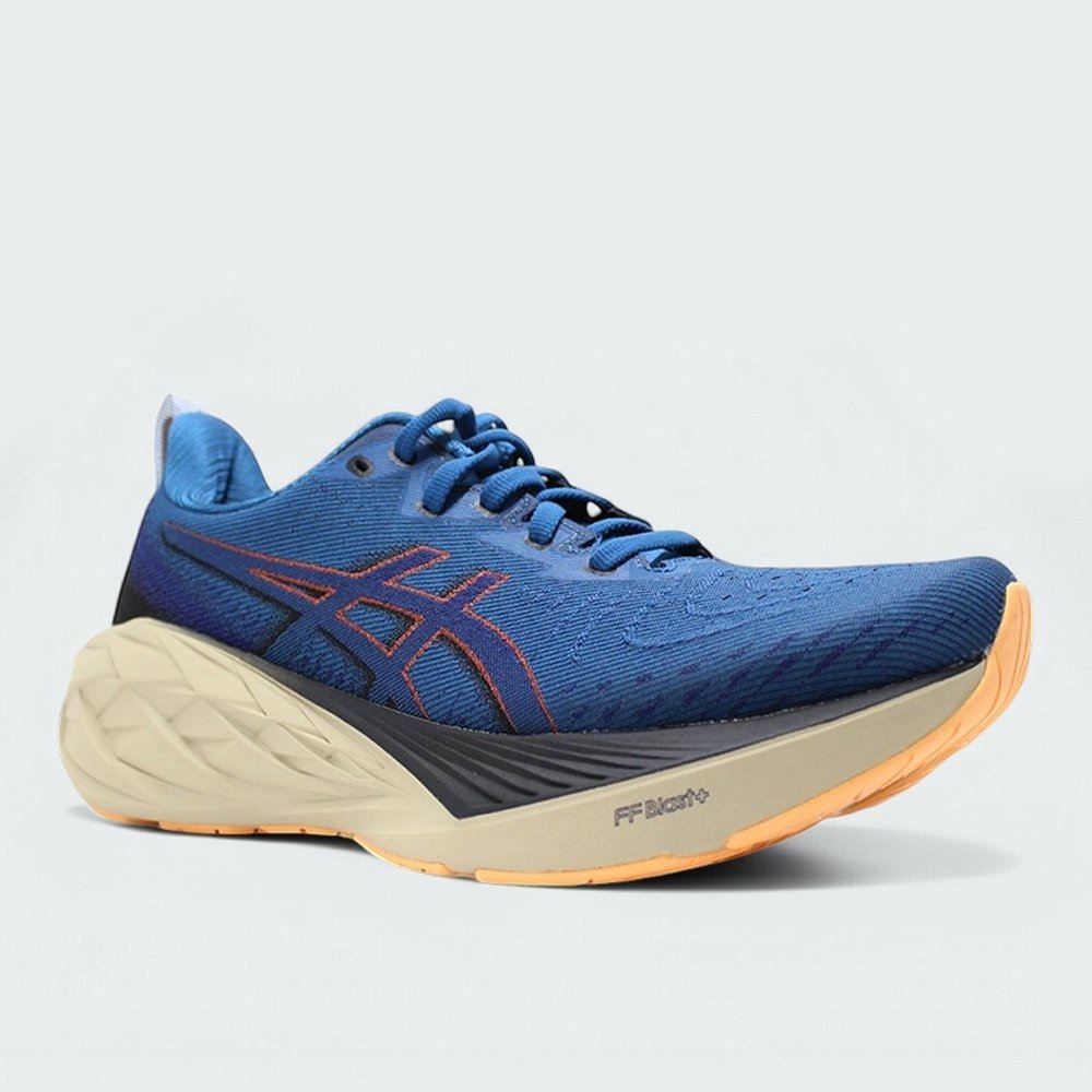 Tenis Asics Novablast 4 - masculino - azul e bege Azul 2