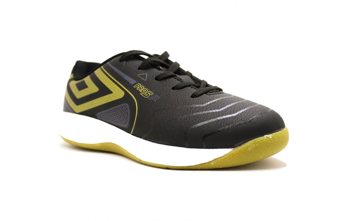 Chuteira futsal indoor Umbro Pro 5 Bump Club infantil - unissex - preto e dourado Preto 2
