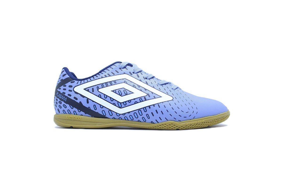 Chuteira futsal/indoor Umbro Plasma - unissex - azul e branco