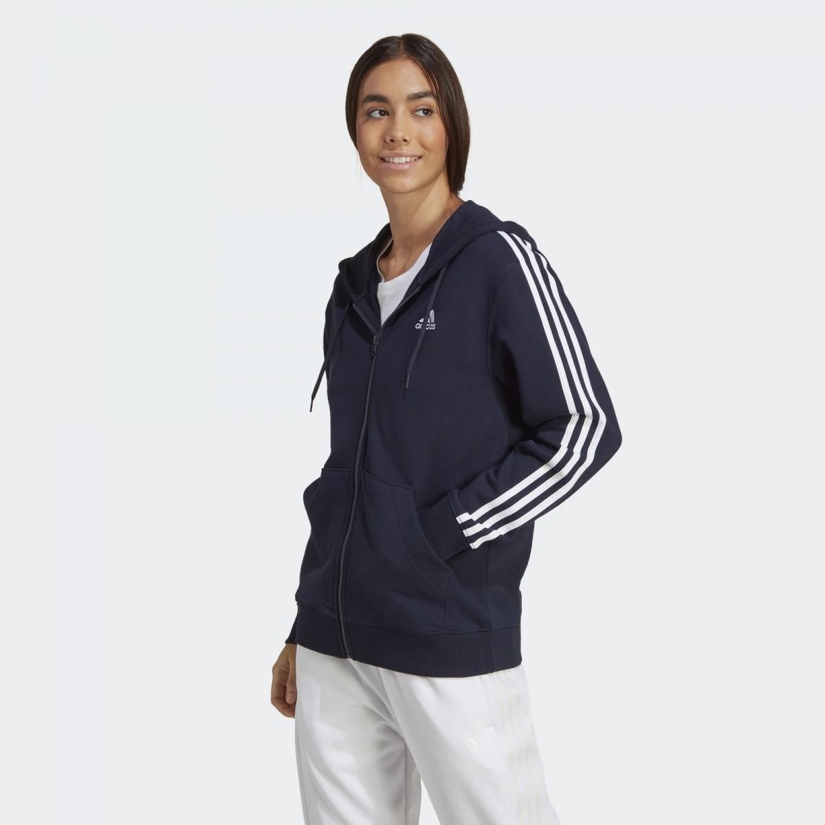 Jaqueta Adidas Essential 3 Stripes - feminino - azul marinho