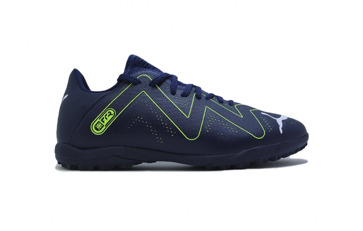 Chuteira society Puma Future Play Tt - unissex - azul marinho e verde