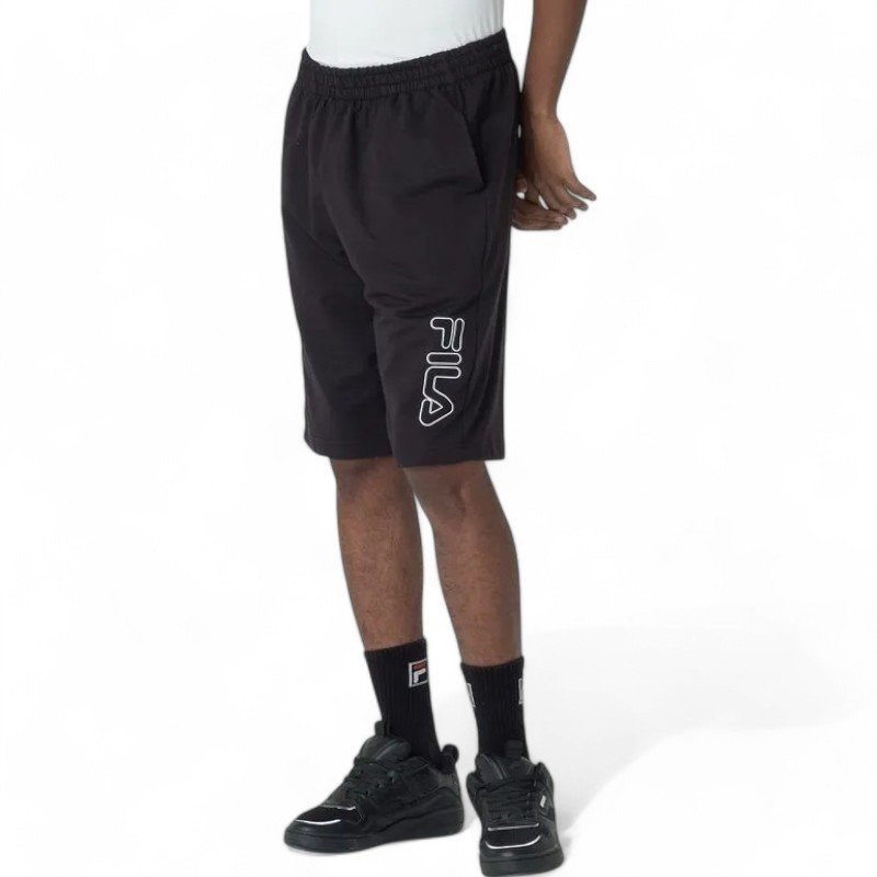 Bermuda Fila Practical Logo Outline Light - masculino - preto e branco