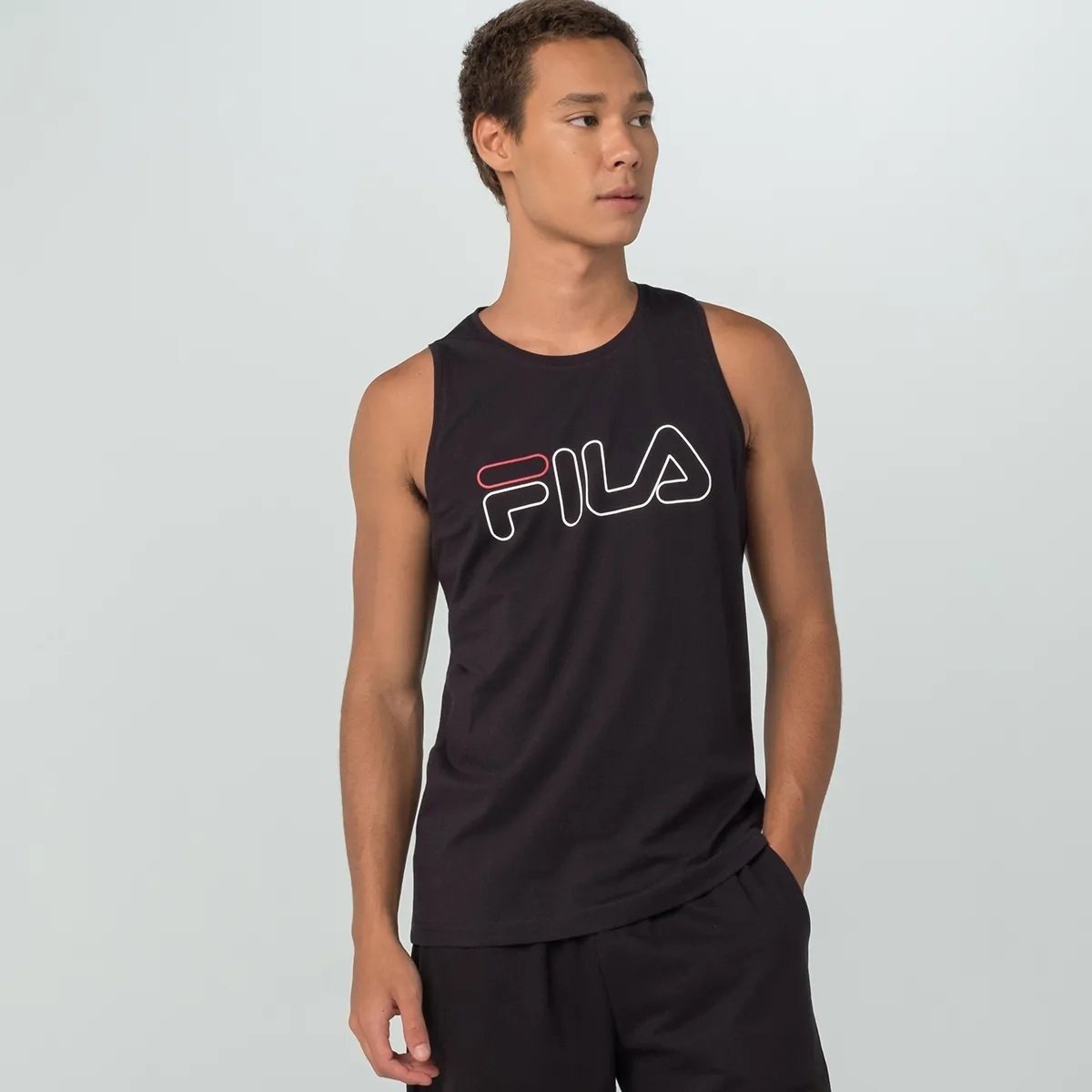 Regata Fila Letter Outline - masculino - preto e branco