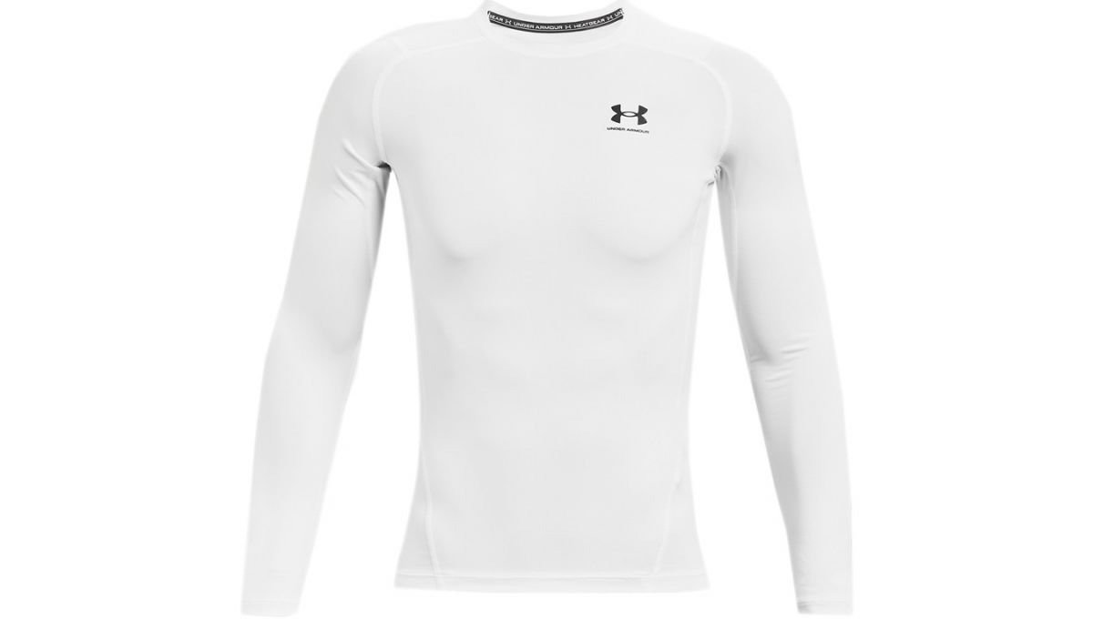 Camiseta Under Armour Hg Ls  - masculino - branco e preto