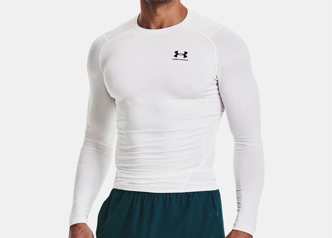 Camiseta Under Armour Hg Ls  - masculino - branco e preto Branco 3