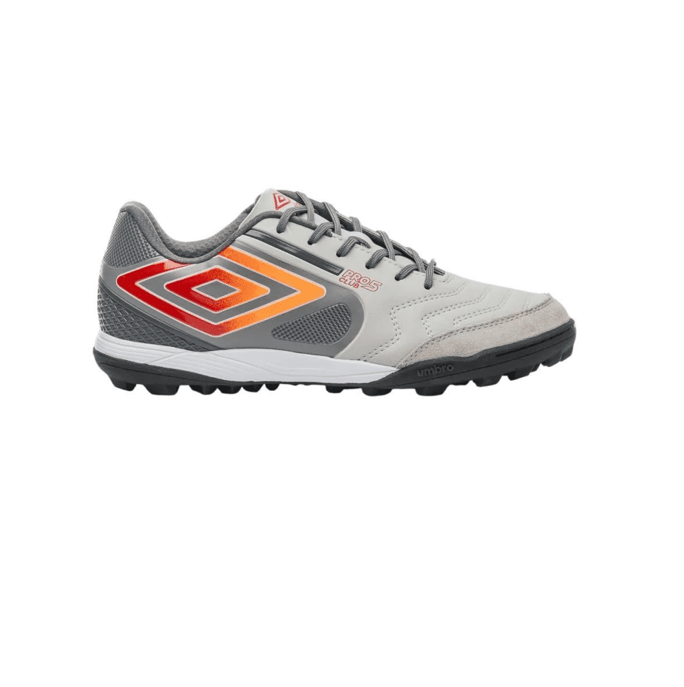 Chuteira Society Umbro Pro 5 Bump Club - masculino - cinza e laranja 