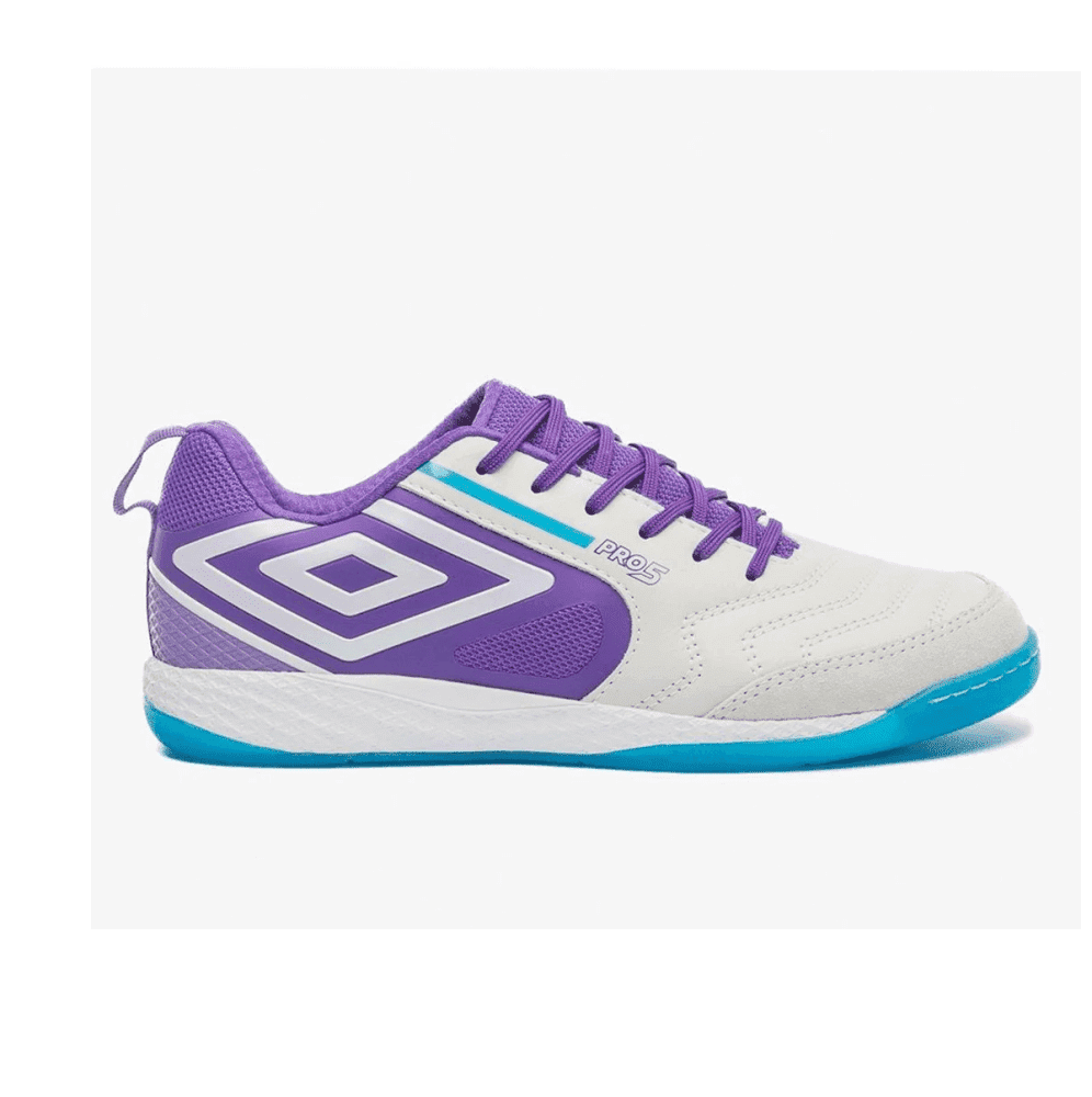 Chuteira Futsal Umbro PRO 5 Bump - masculino - roxo e branco Branco/Roxo 2