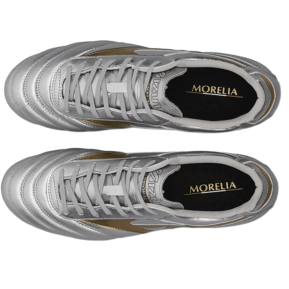 Chuteira Campo Mizuno Morelia II Pro - masculino - prata e dourado Prata 4