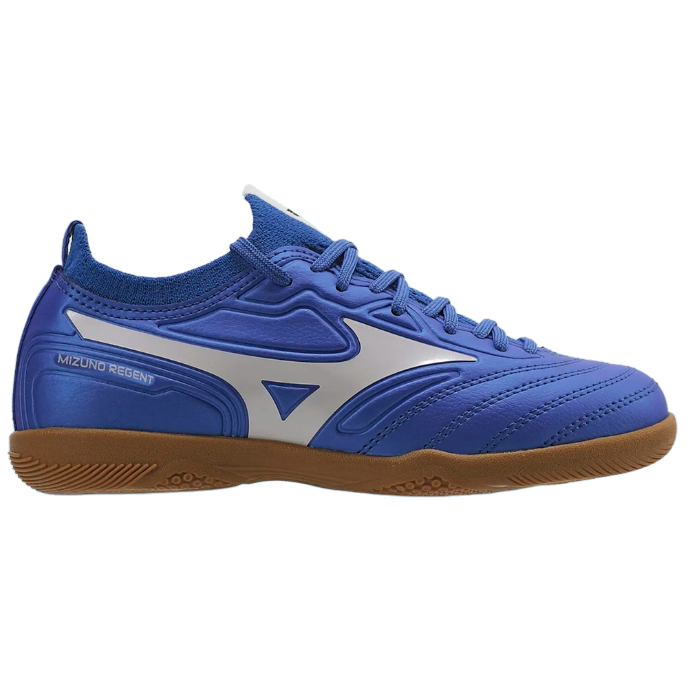 Chuteira Futsal Mizuno Regent JR - unissex - azul e branco