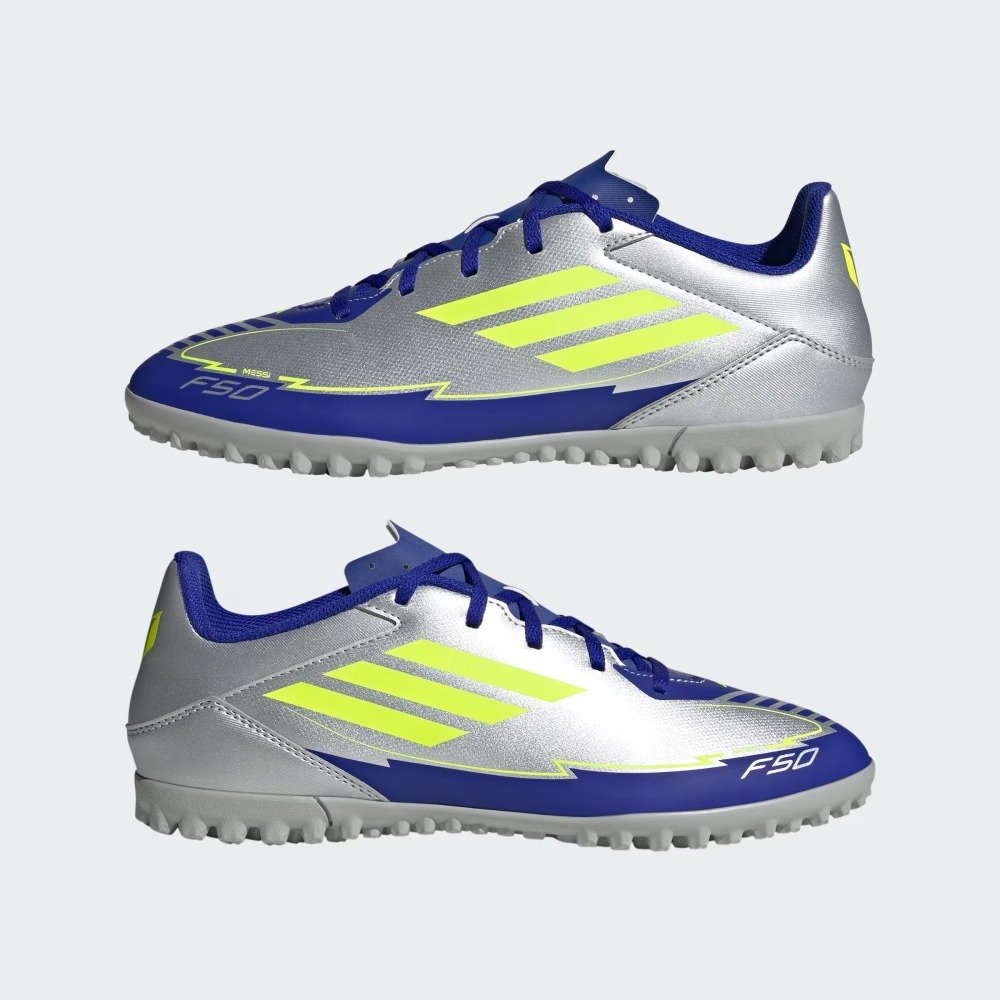 Chuteira Society Adidas F50 Club Messi - masculino - azul marinho e verde Prata 8