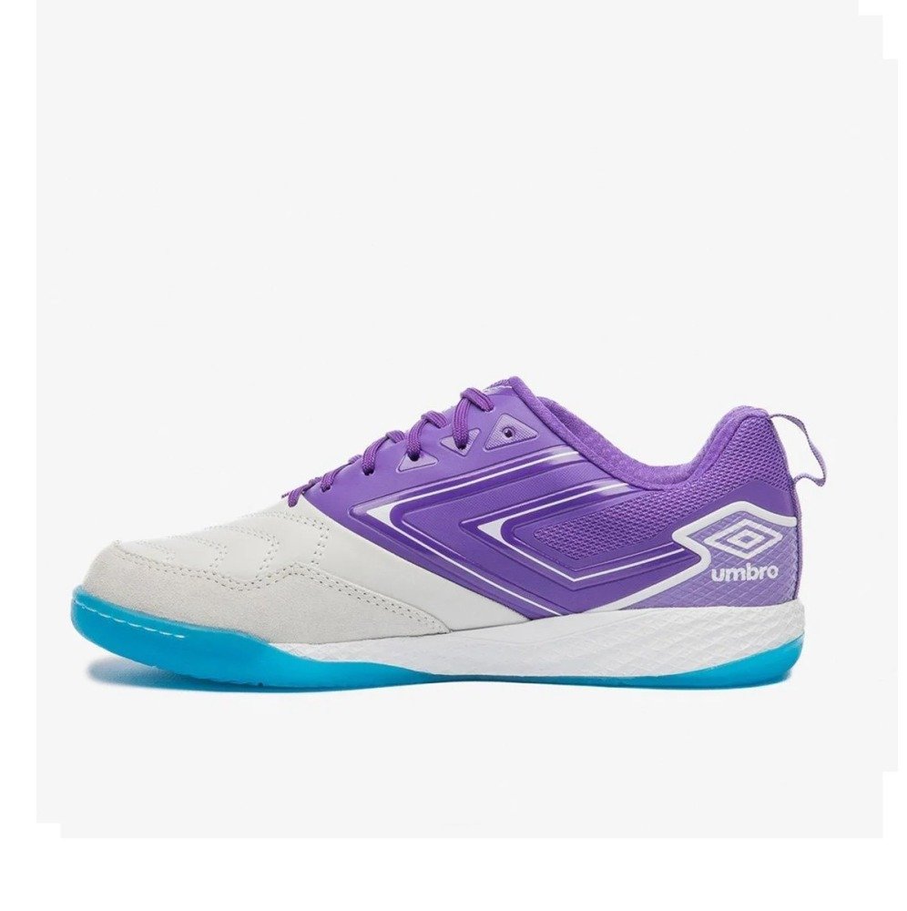 Chuteira Futsal Umbro Pro 5 Bump Club - unissex - branco e roxo Branco 4