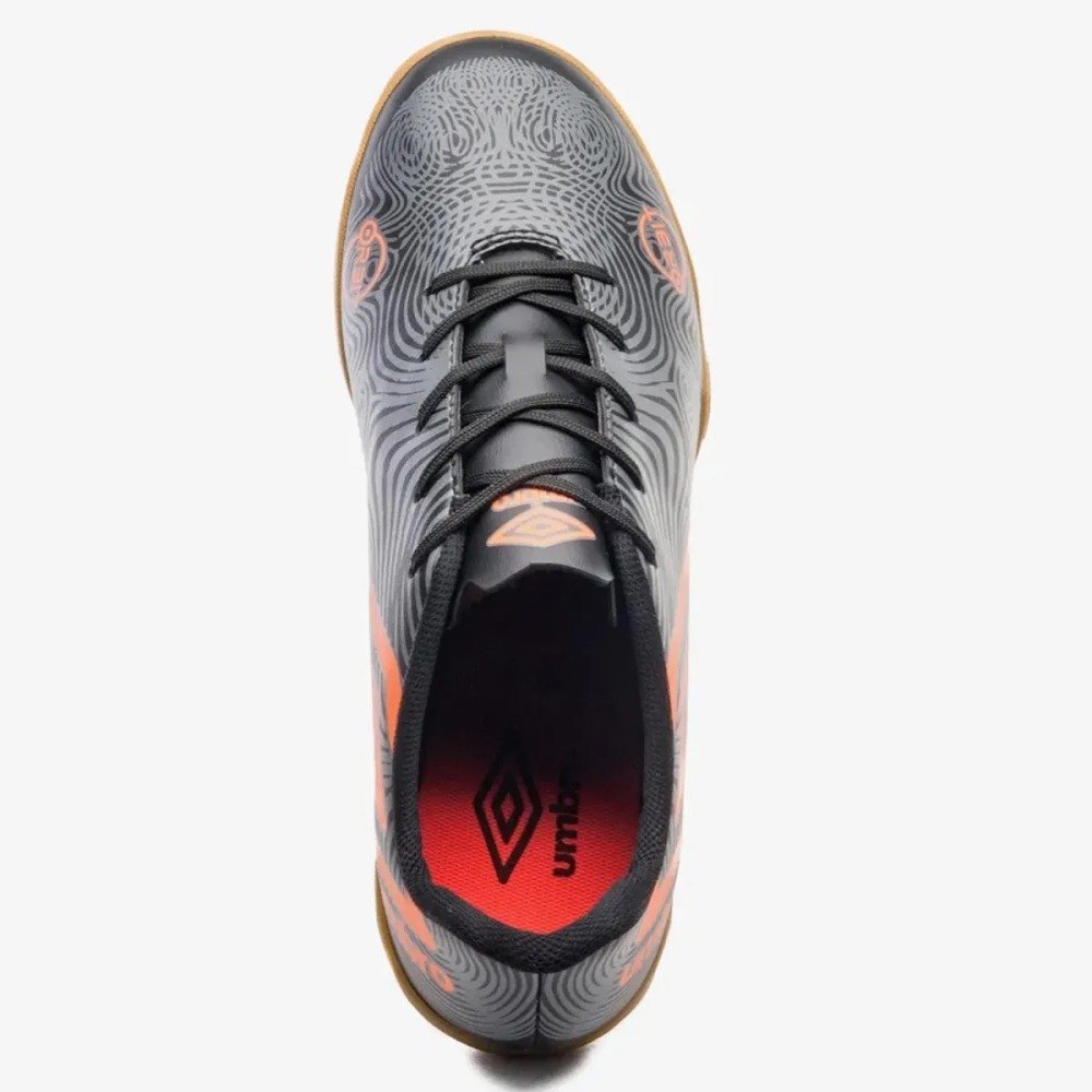 Chuteira Futsal Umbro Orbit - unissex - preto e laranja Preto 4