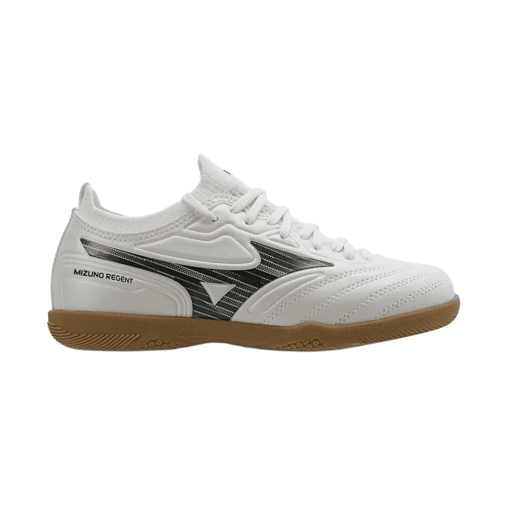 Chuteira Futsal Mizuno Regent JR - unissex - branco e preto