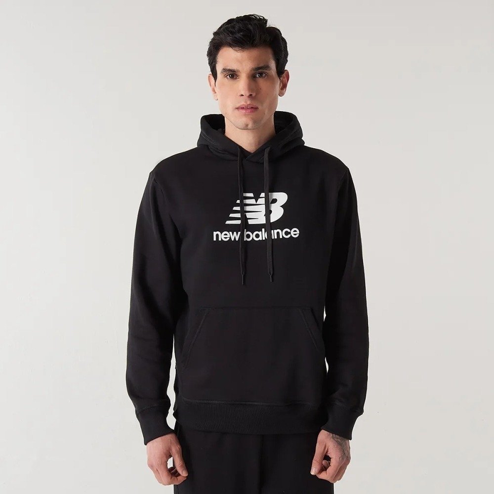 Moletom New Balance Essentials Basic Com Capuz - masculino - preto e branco