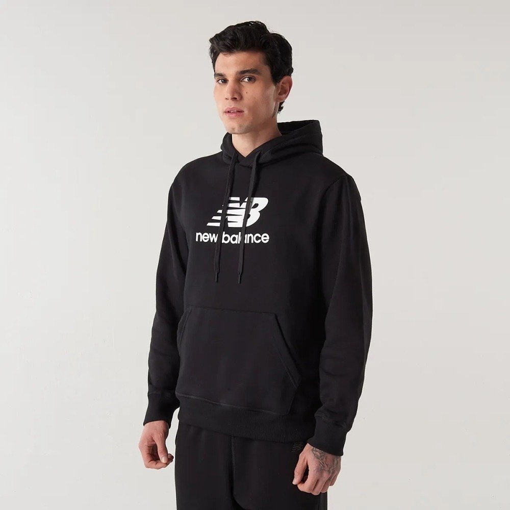 Moletom New Balance Essentials Basic Com Capuz - masculino - preto e branco Preto 3