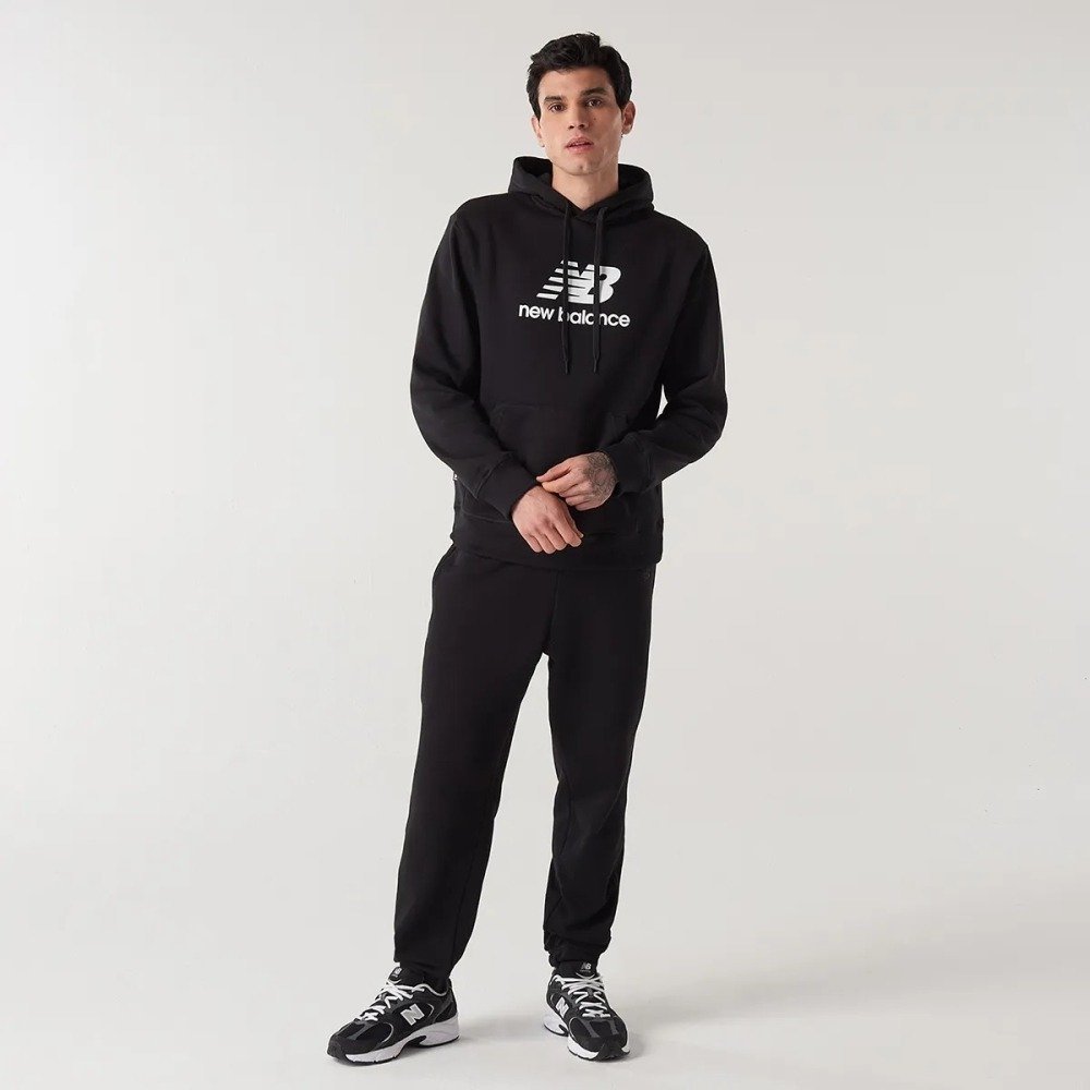 Moletom New Balance Essentials Basic Com Capuz - masculino - preto e branco Preto 5