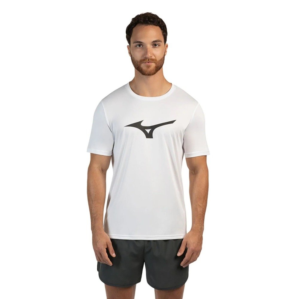 Camiseta Mizuno Run Spark - masculino - branco e preto