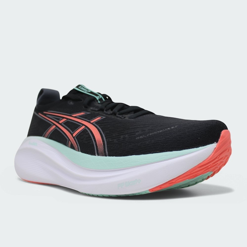 Tenis Asics Gel Nimbus 27 - masculino - preto e coral Preto 2