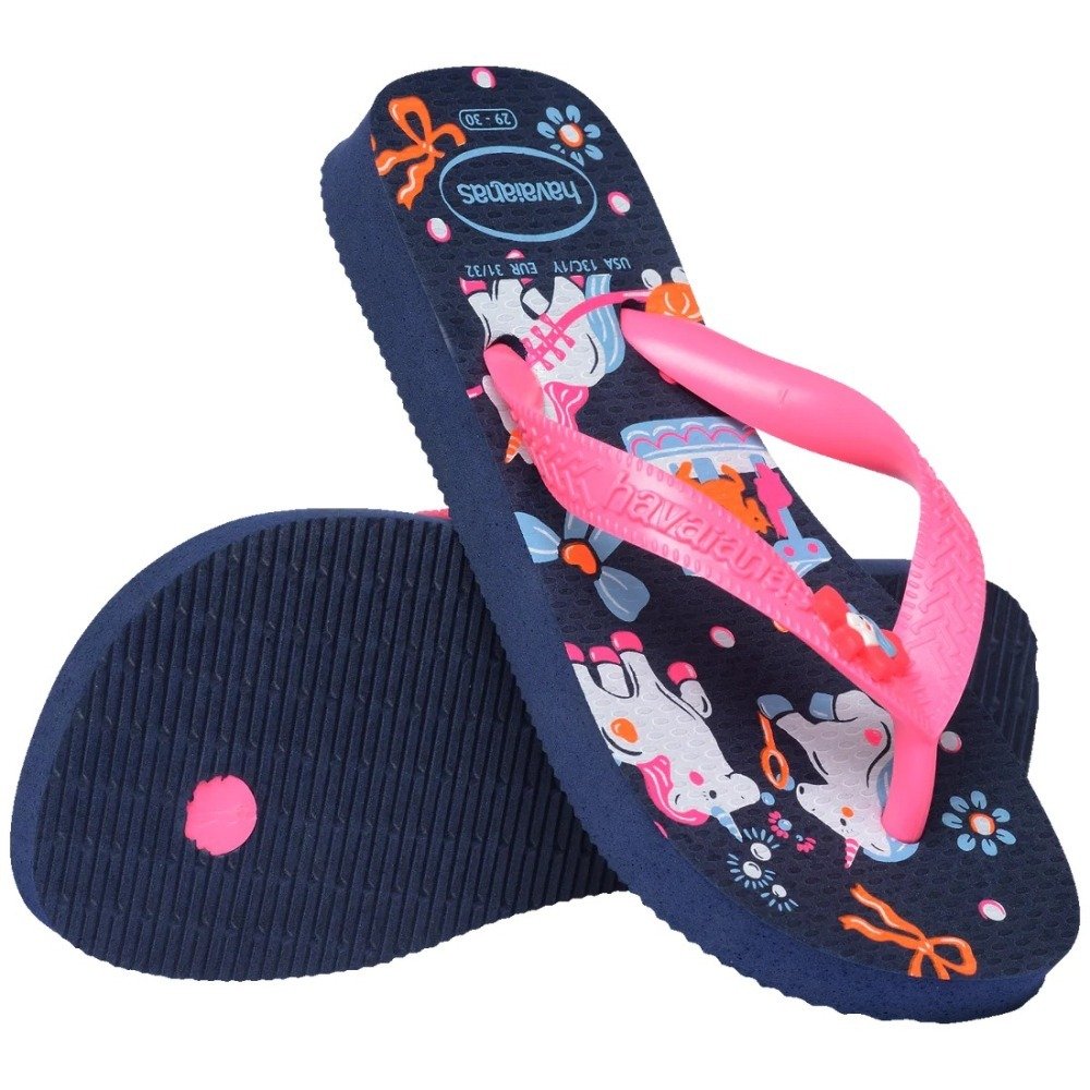 Chinelo Havaianas Infantil Fantasy - feminino - azul marinho e rosa Rosa 4