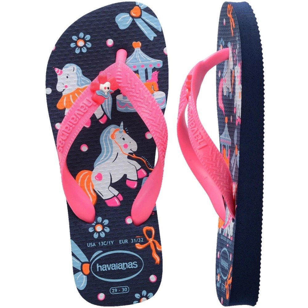 Chinelo Havaianas Infantil Fantasy - feminino - azul marinho e rosa Rosa 5