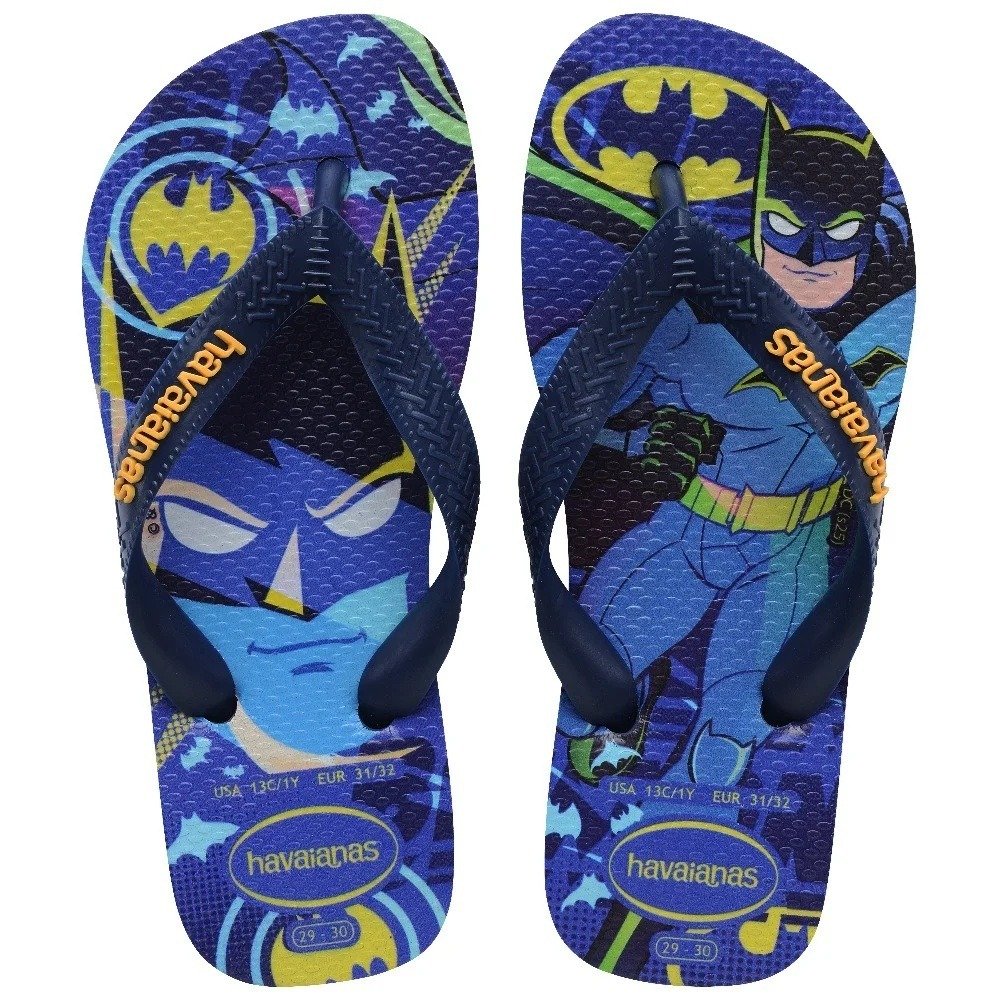 Chinelo Havaianas Top Warner Batman Infantil - unissex - azul marinho e amarelo