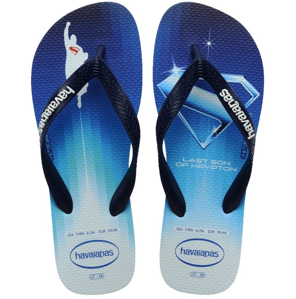 Chinelo Havaianas Top Heróis DC Superman - unissex - branco e azul marinho