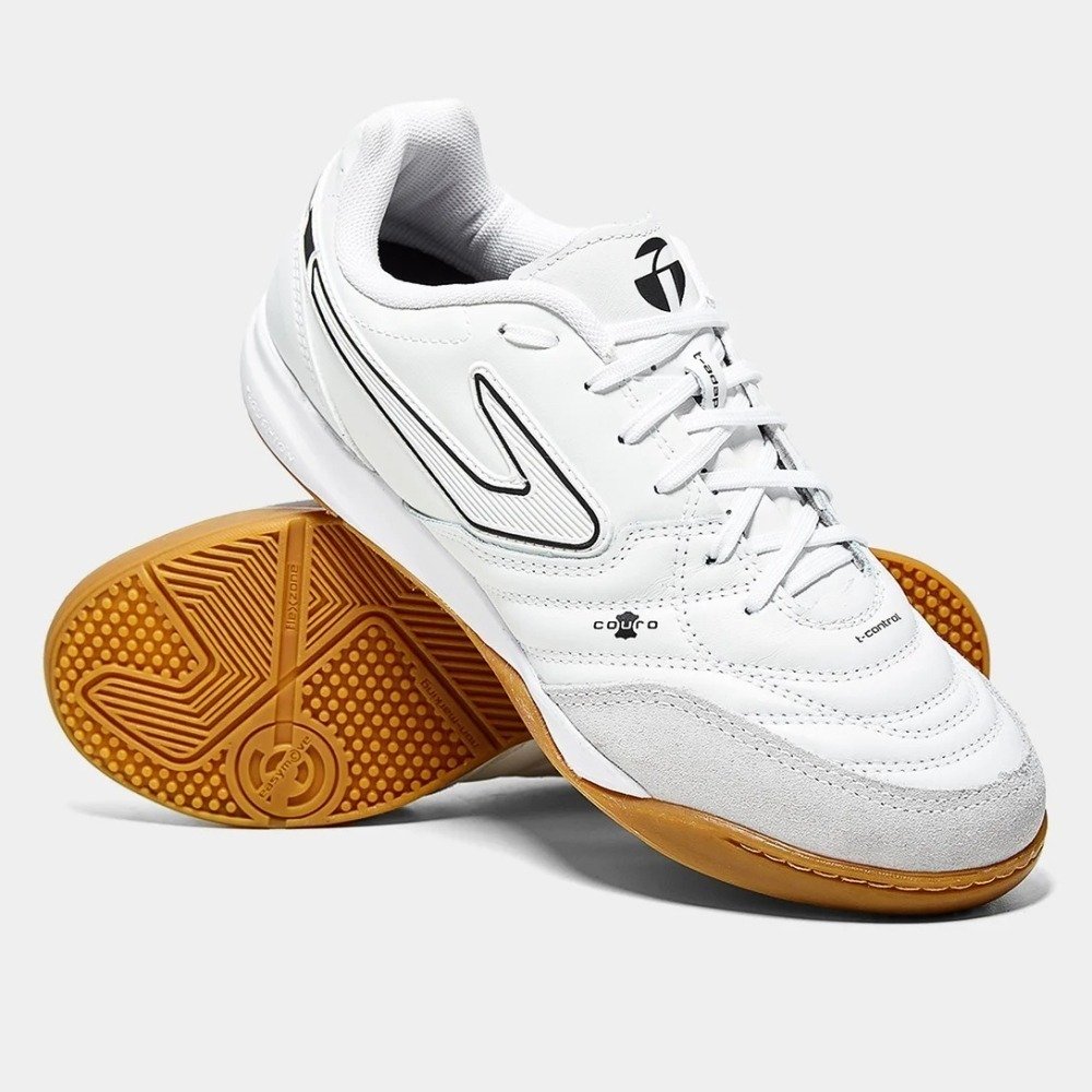 Chuteira Futsal Topper Maestro Pro V - unissex - branco e preto Branco 2