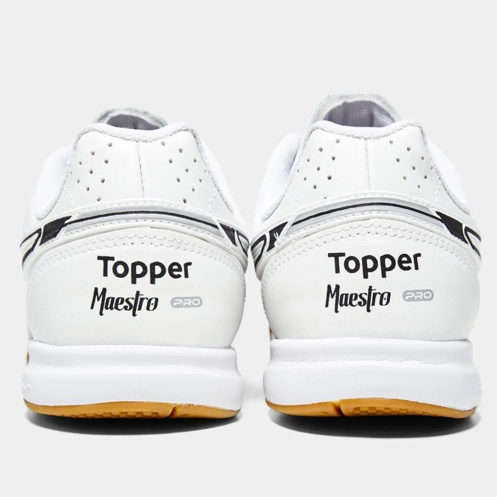 Chuteira Futsal Topper Maestro Pro V - unissex - branco e preto Branco 3