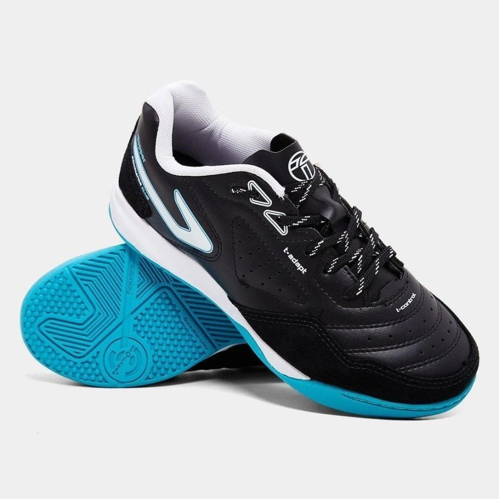 Chuteira Futsal Topper Dominator Club V Infantil - unissex - preto e azul Preto 2