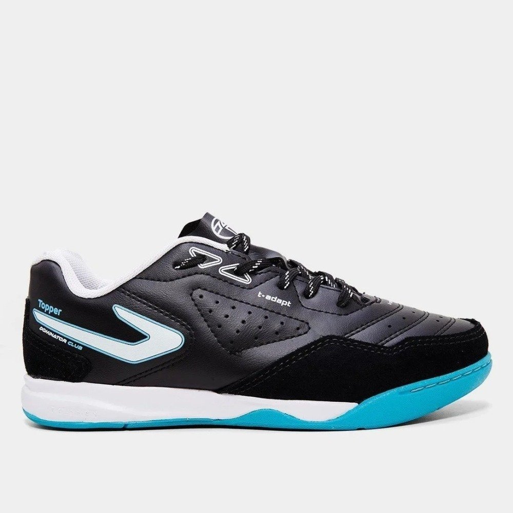 Chuteira Futsal Topper Dominator Club V Infantil - unissex - preto e azul