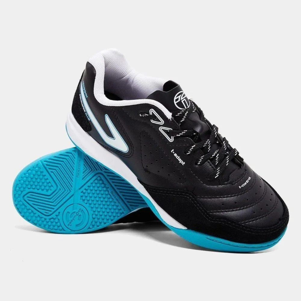 Chuteira Futsal Topper Dominator Club V Infantil - unissex - preto e azul Preto 2