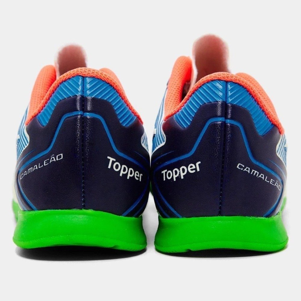 Chuteira Futsal Topper Camaleao Infantil - unissex - branco e verde Multicores 3