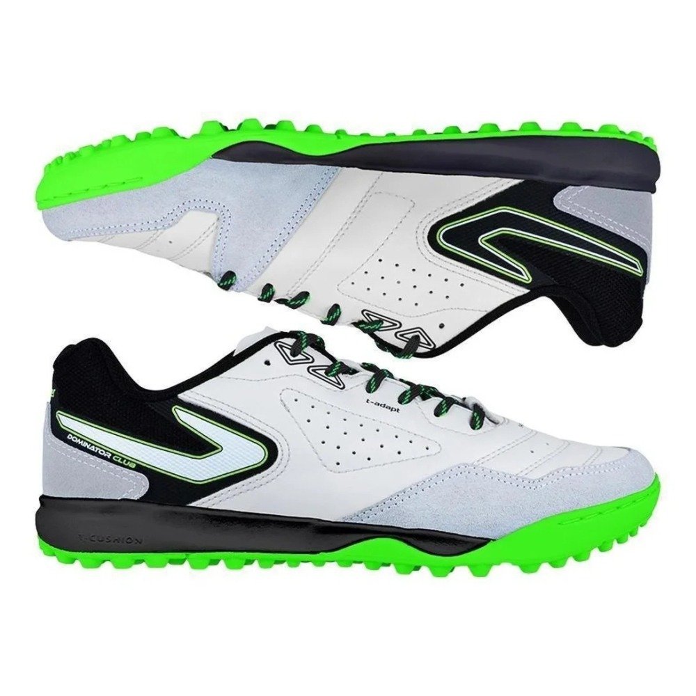 Chuteira Society Topper Dominator Club V - masculino - branco e verde Branco 6