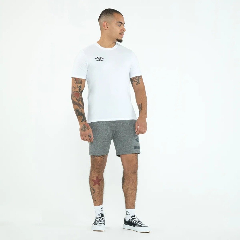 Camiseta Umbro M/C Essential - masculino - branco e preto Branco 5