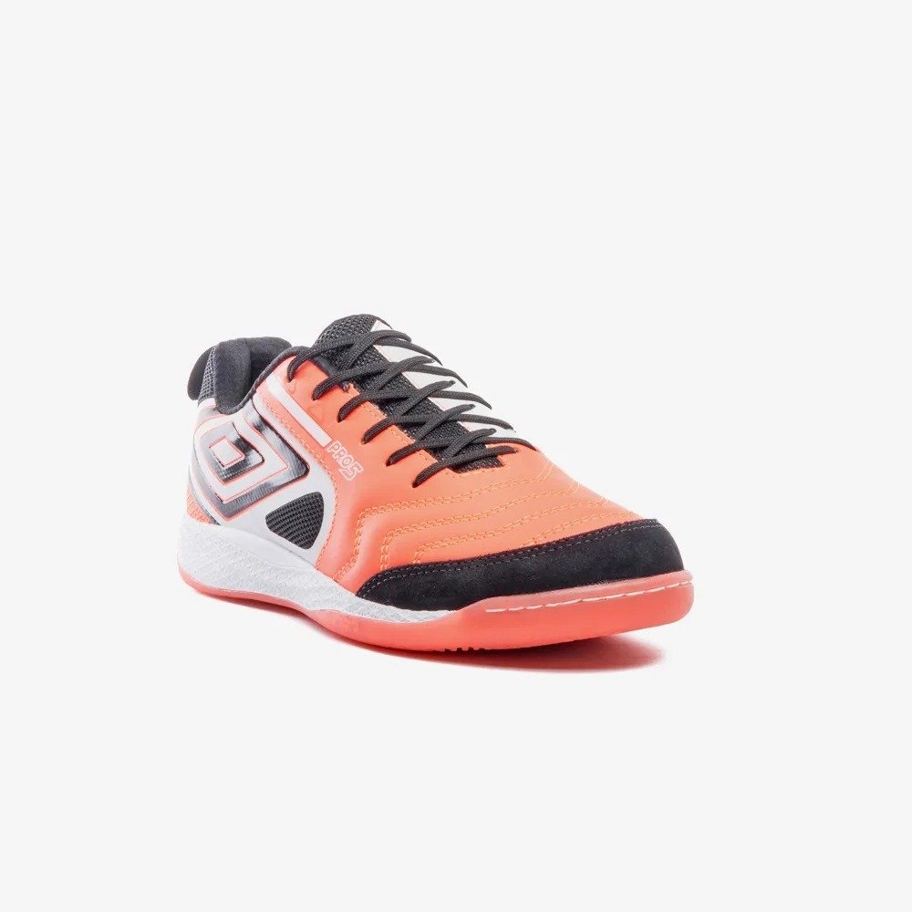 Chuteira Futsal Umbro Pro 5 Bump - unissex - coral e branco Laranja 2