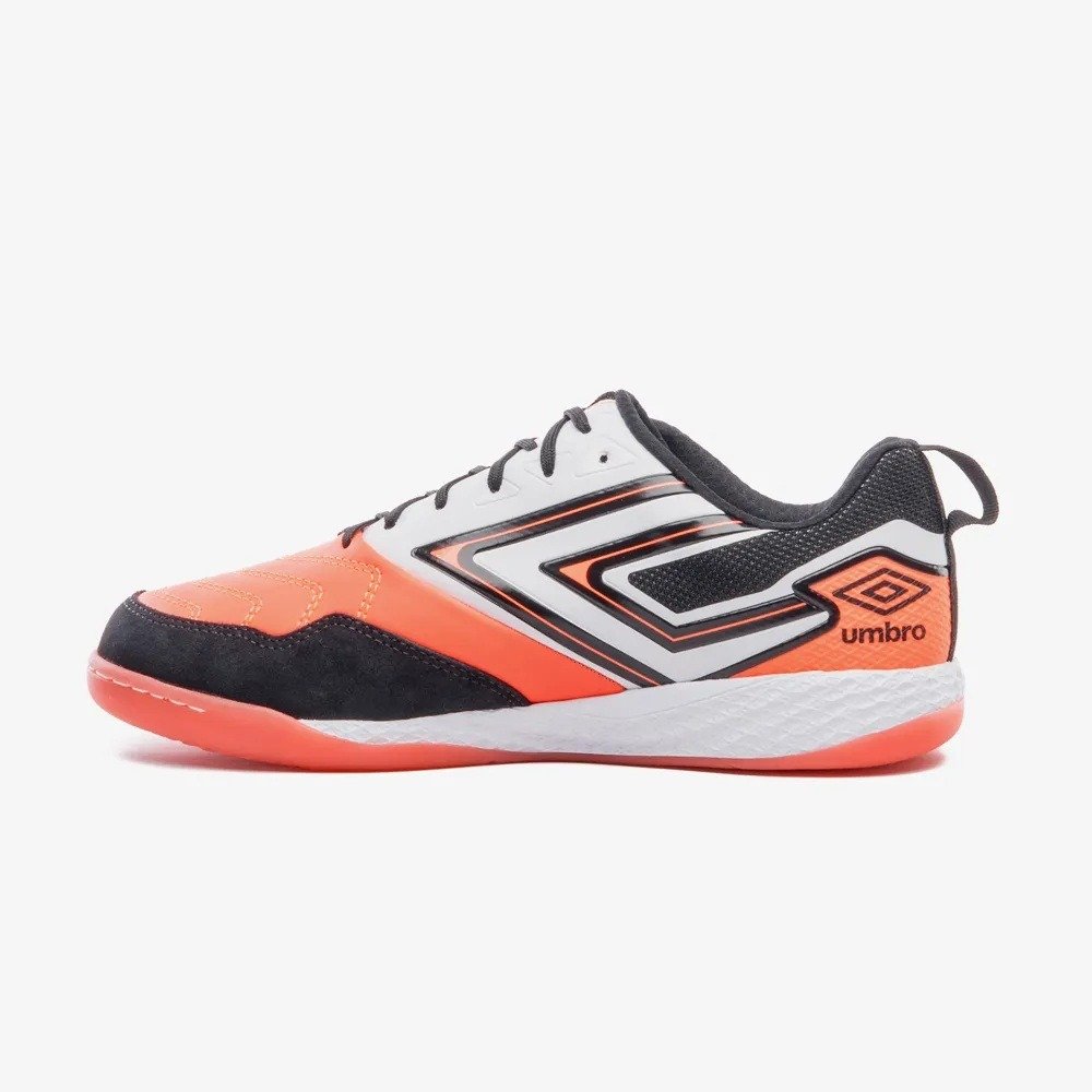 Chuteira Futsal Umbro Pro 5 Bump - unissex - coral e branco Laranja 5