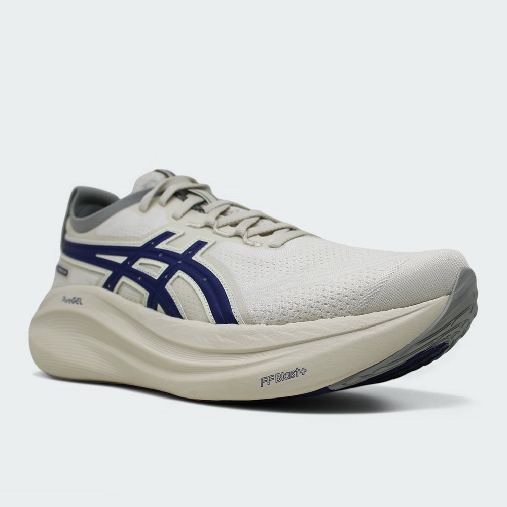 Tenis Asics Gel Nimbus 27 - masculino - bege e azul Bege 2