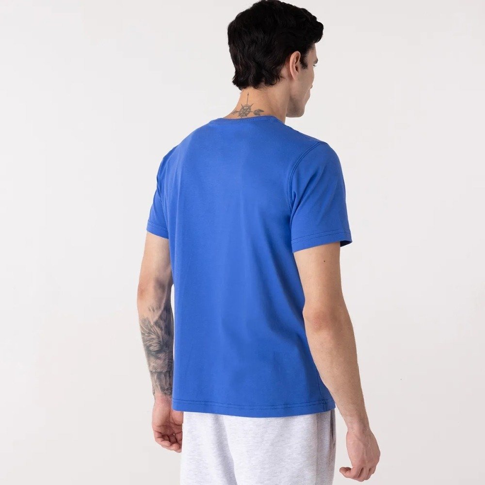 Camiseta New Balance Linear Lines - masculino - azul - branco e amarelo Azul 3