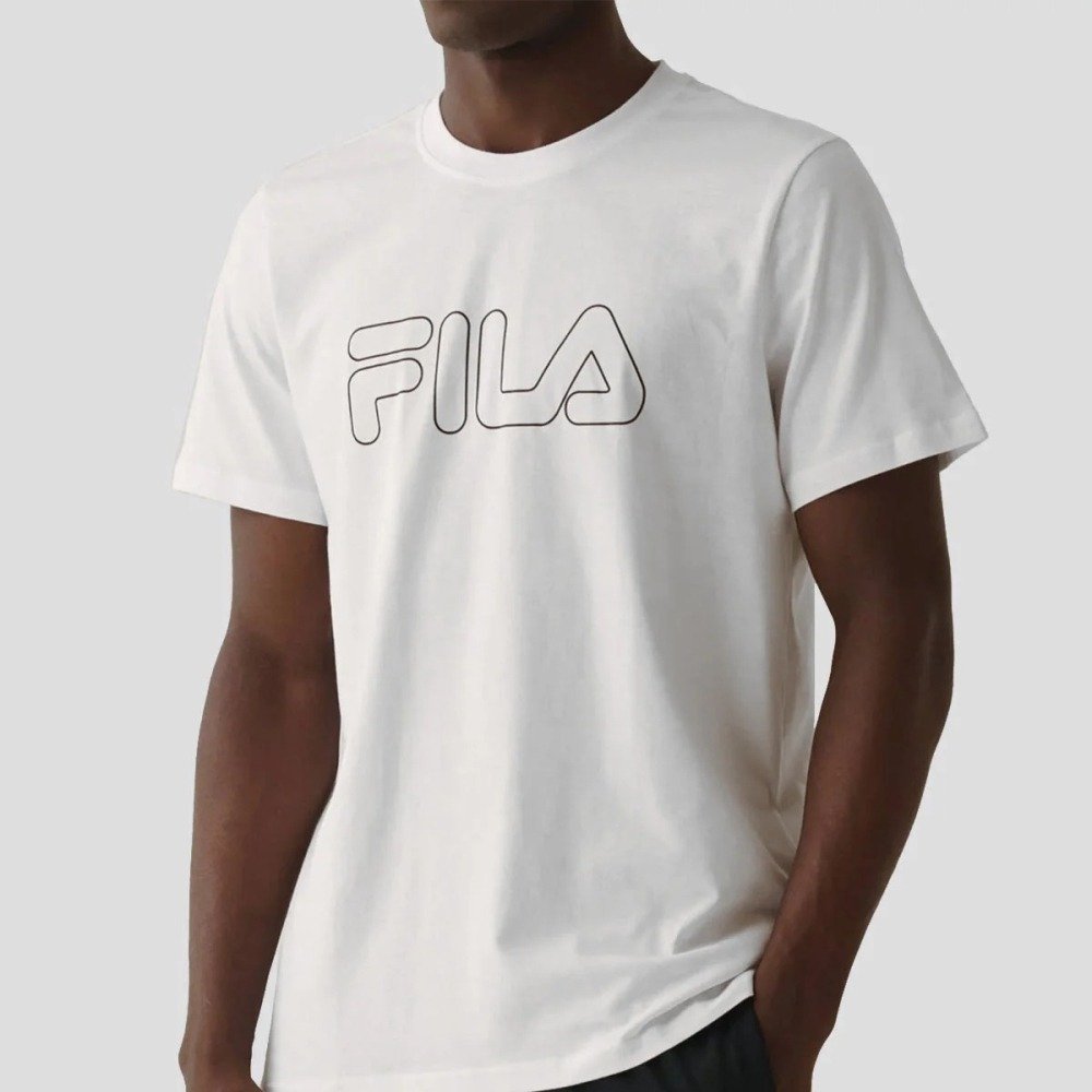 Camiseta Fila Regular Letter Outline - masculino - branco e preto Branco 3