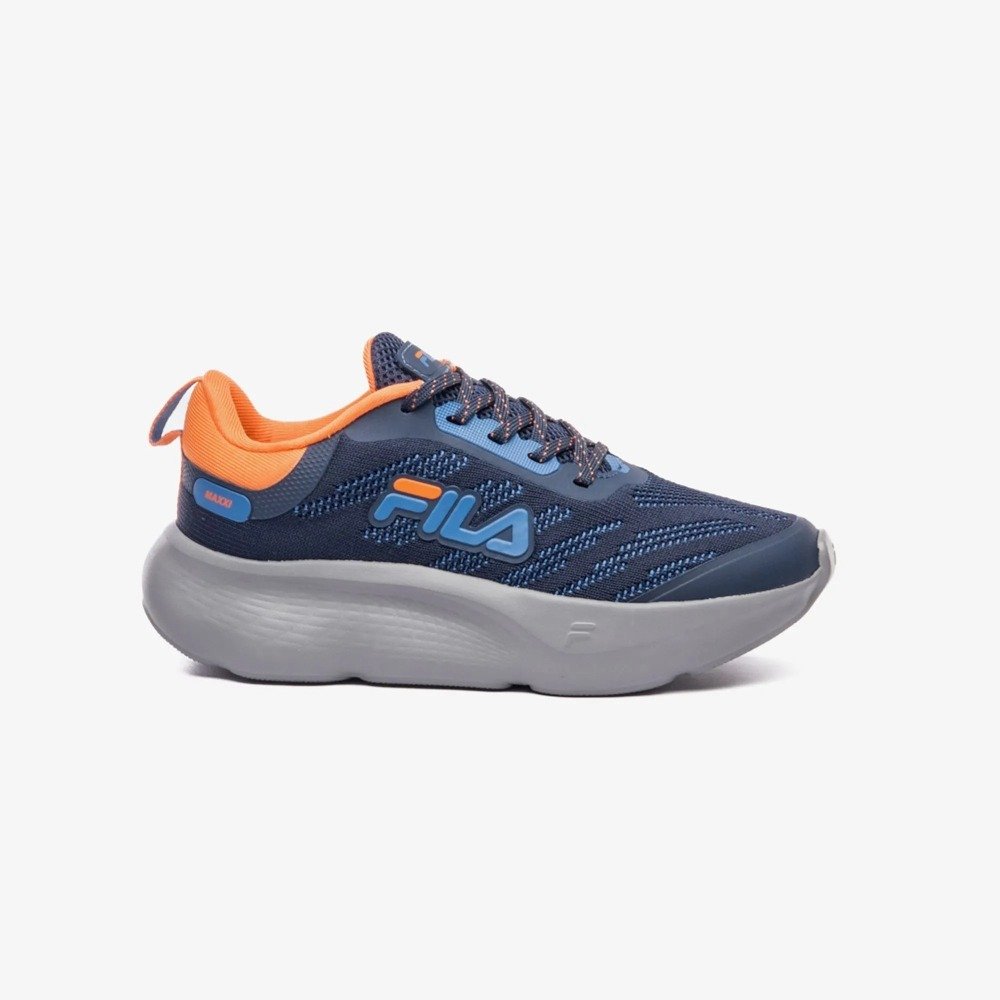 Tenis Fila Maxxi - infantil - azul marinho - laranja e cinza