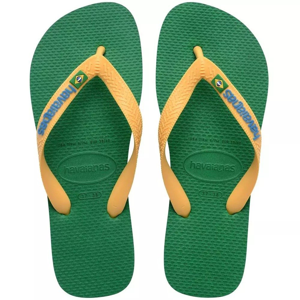 Chinelo Havaianas Brasil - unissex - verde e amarelo 