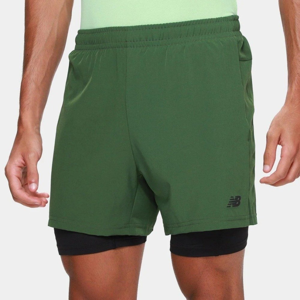 Shorts New Balance Sport Essentials 2 IN 1 - masculino - verde Verde 2