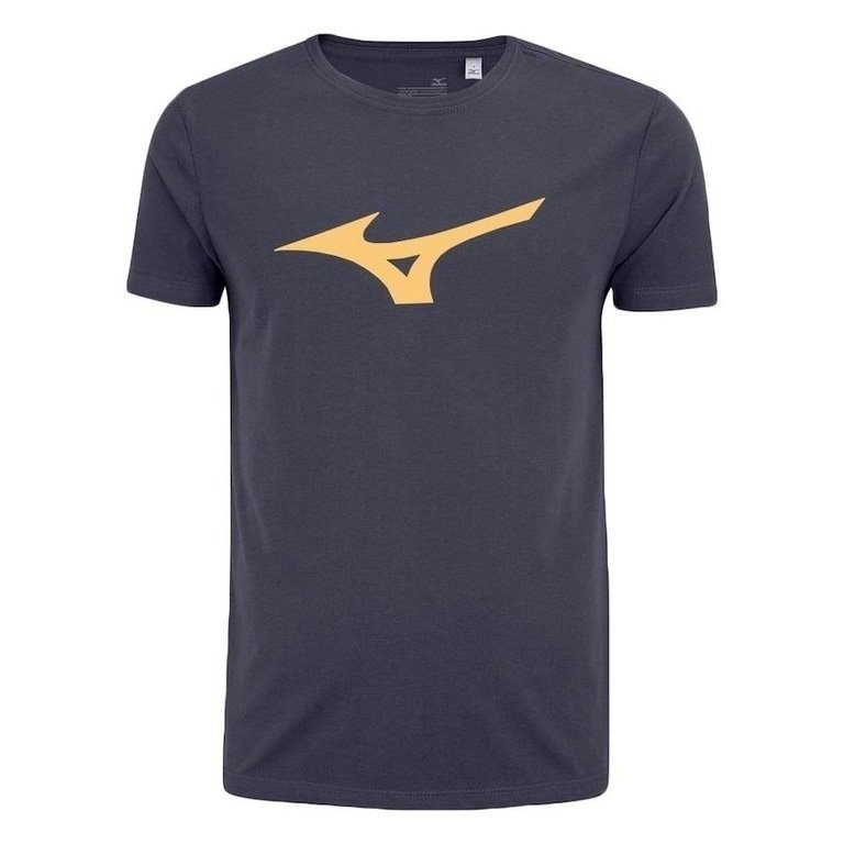 Camiseta Mizuno T Shirt - masculino - cinza e amarelo
